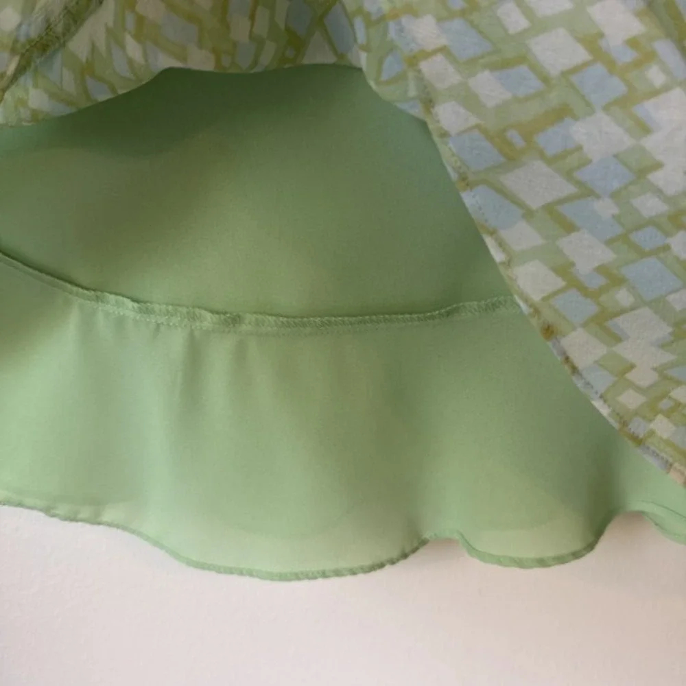 Cynthia‎ Howie Womens Silk Skirt Ruffle Fairycore Size 14P Green Whimsical NWT